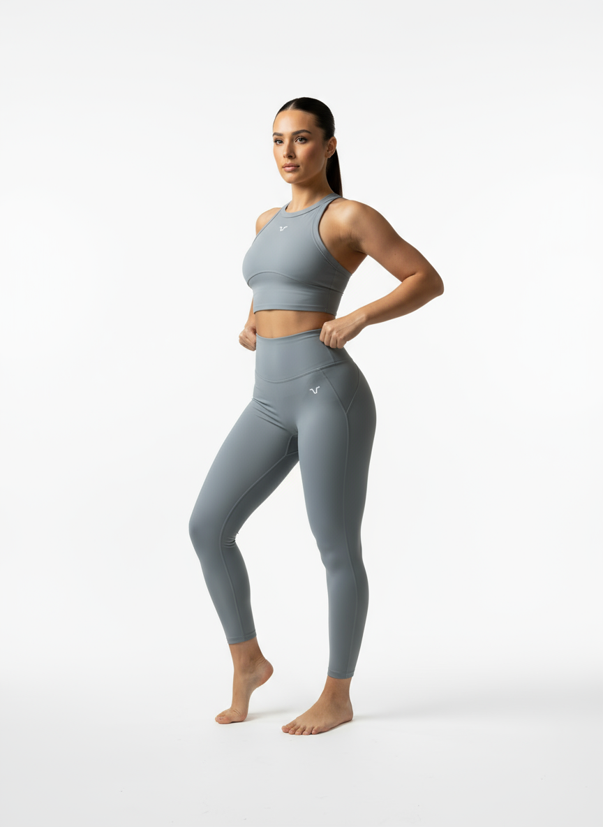 Women’s Seamless Performance Sports Bra & Leggings Set – Steel Grey