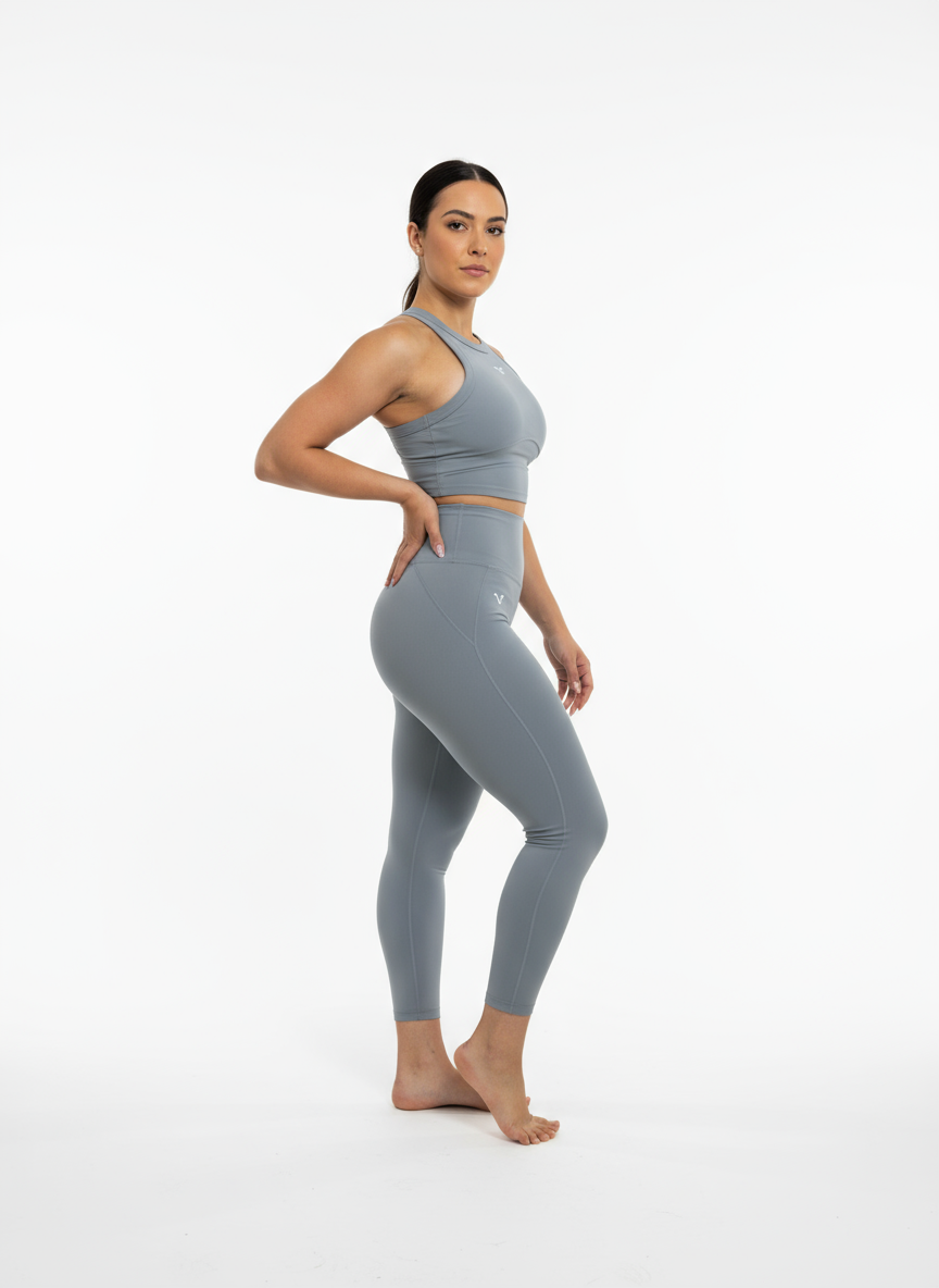 Women’s Seamless Performance Sports Bra & Leggings Set – Steel Grey