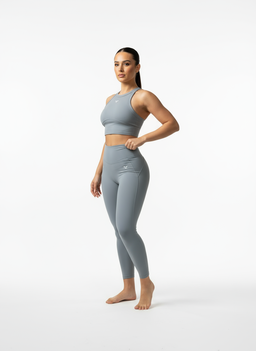 Women’s Seamless Performance Sports Bra & Leggings Set – Steel Grey