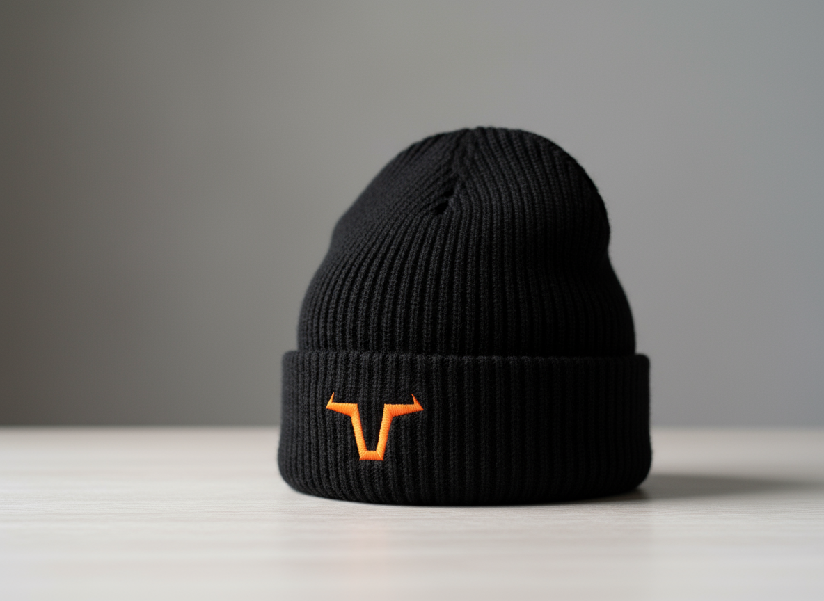 Knit Beanie – Black Icon